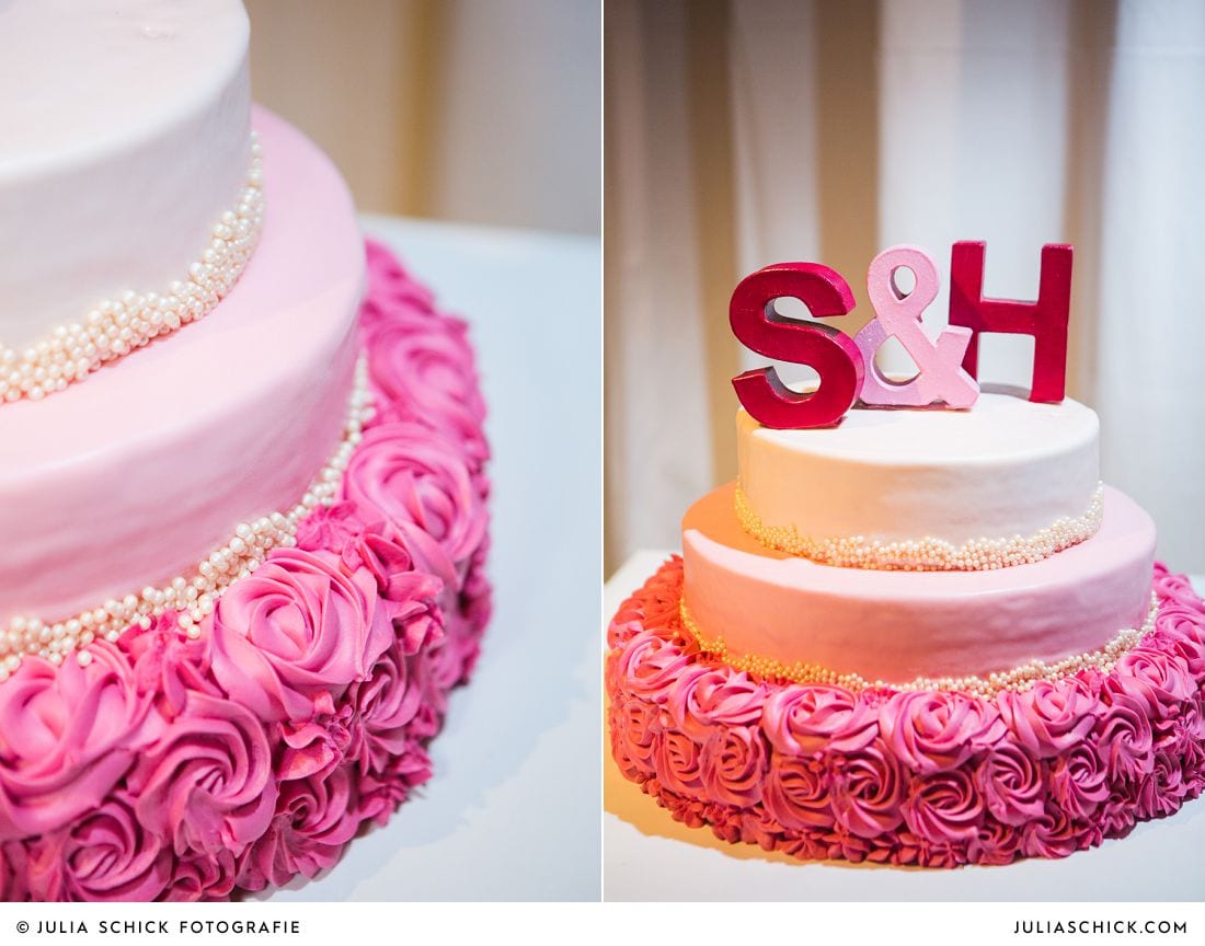 Hochzeitstorte mit Buchstaben S & H auf Gut Kump in Hmm