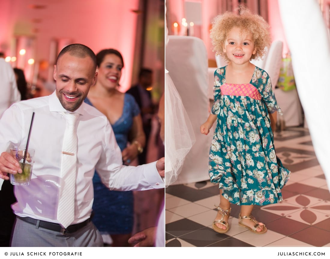 Tanzender Bräutigam und Kind bei Hochzeitsfeier in der Remise des SportSchloss Velen