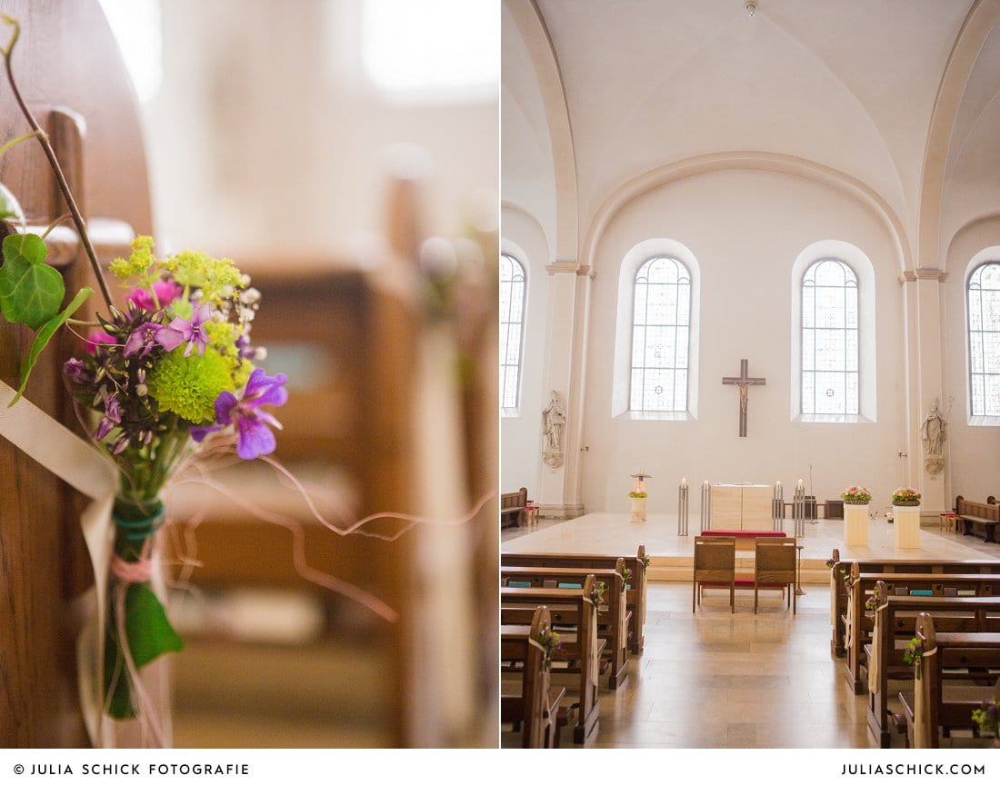 Hochzeitsdekoration von Blumen Schwering bei kirchlicher Hochzeit in der Kirche St. Mariä Himmelfahrt in Ahaus Alstätte